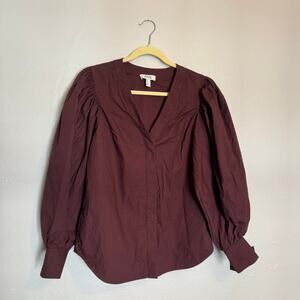 COS Puff Sleeve Maroon/Burgundy Blouse
